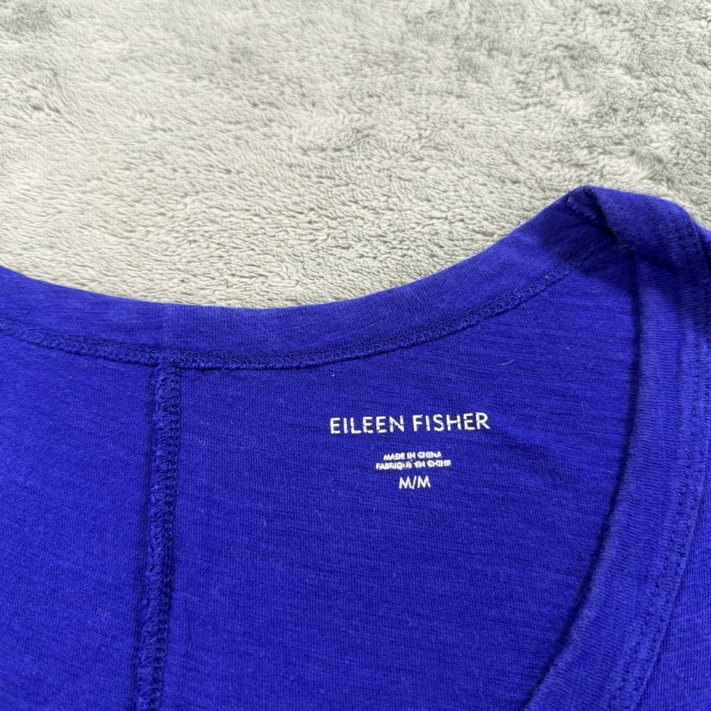 Eileen Fisher Organic Cotton Jersey V-Neck T-Shirt Indigo - Picture 3 of 3